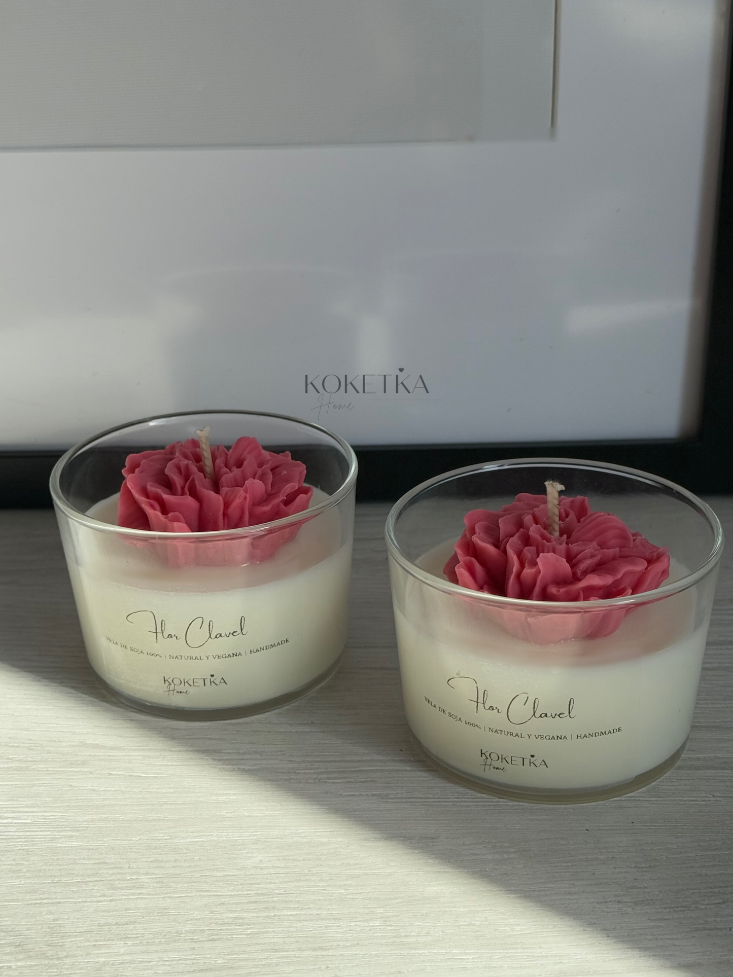 Vela Vaso Flor Clavel