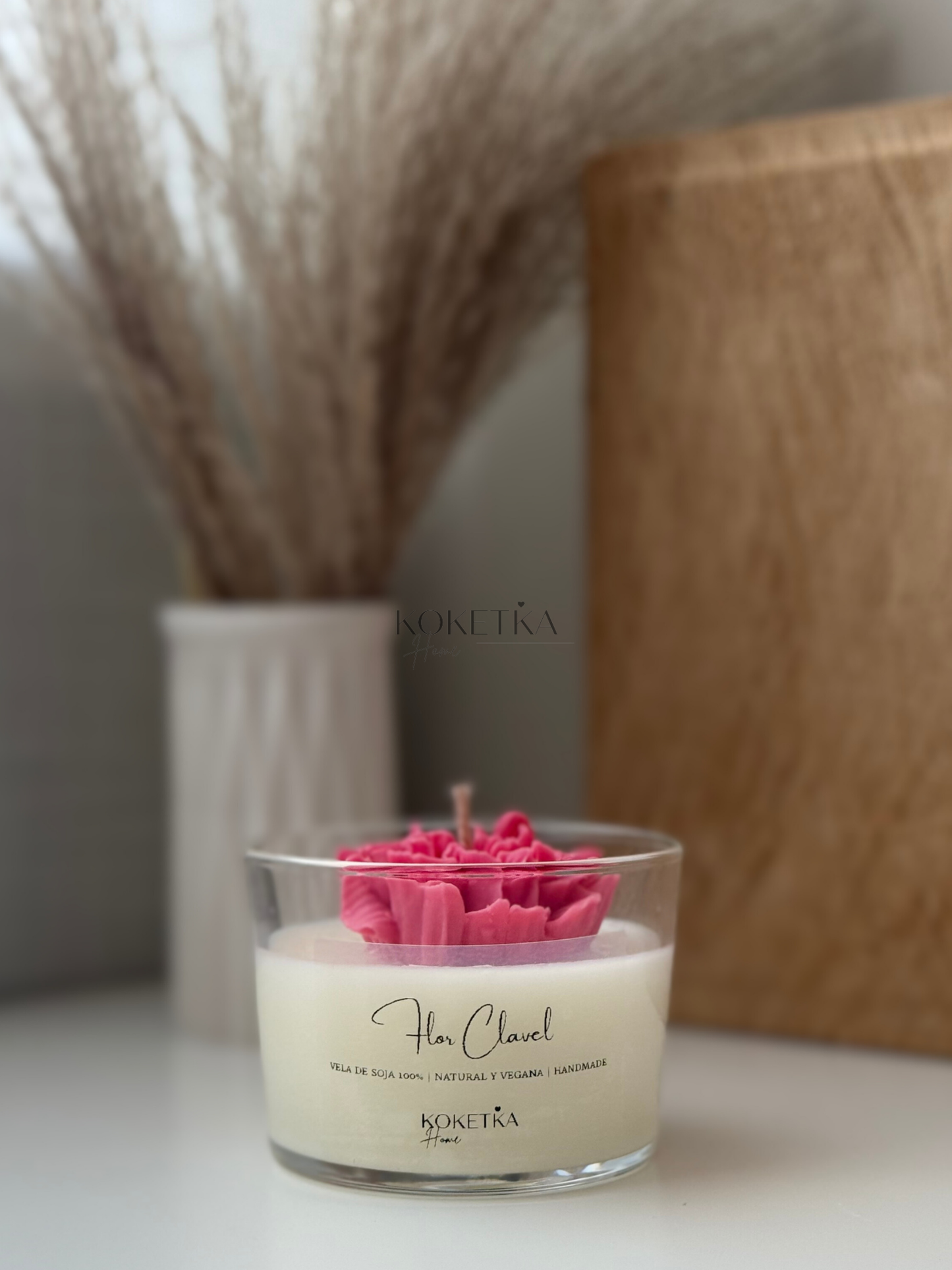 Vela Vaso Flor Clavel