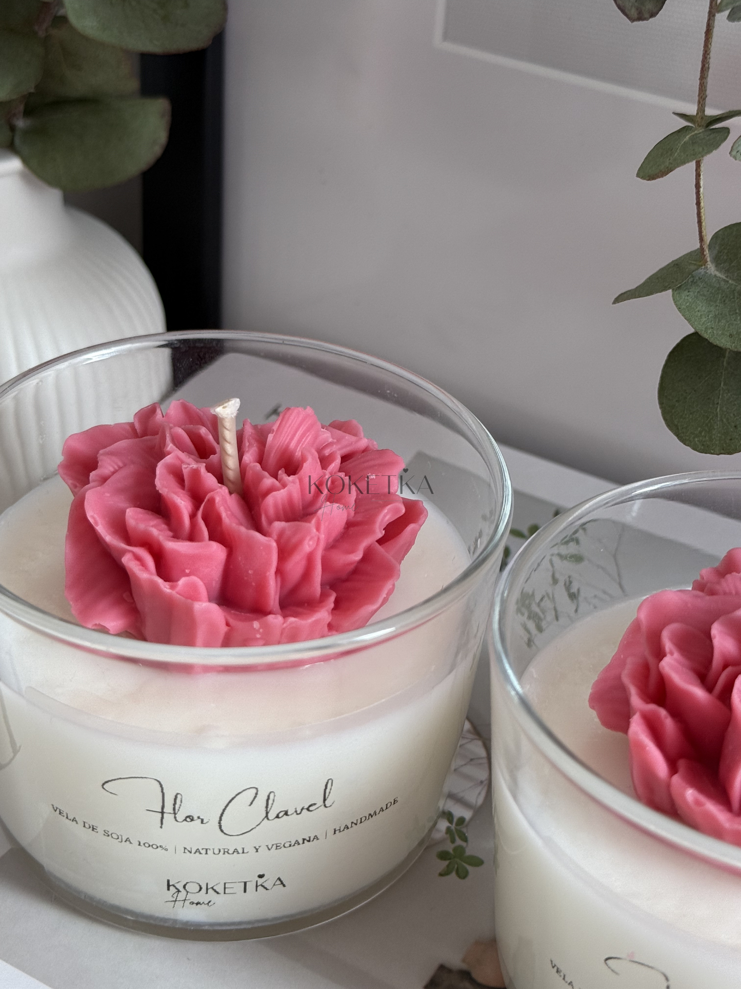 Vela Vaso Flor Clavel