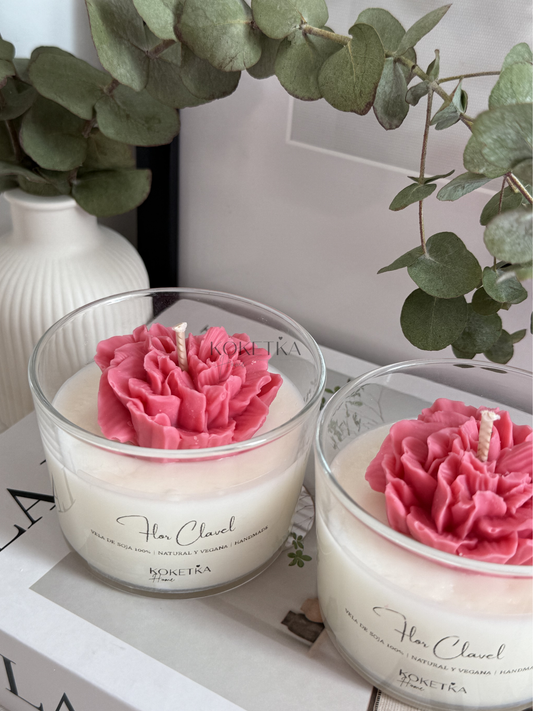 Vela Vaso Flor Clavel